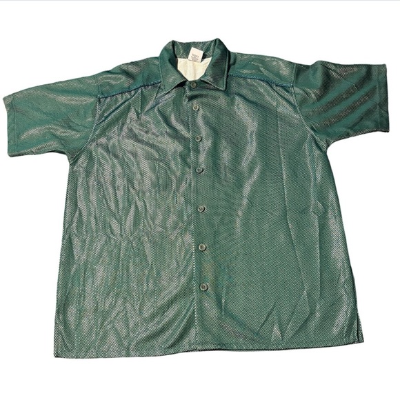 claudio nucci Other - Vintage CLAUDIO NUCCI Green Shimmer Mesh Button-Up Men’s Shirt SZ XL